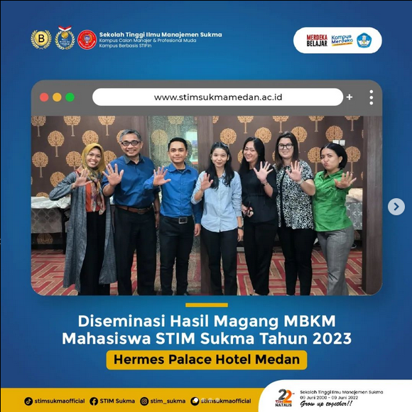 Desiminasi Hasil Magang MBKM Mahasiswa STIM Sukma di Hermes Place Hotel Medan