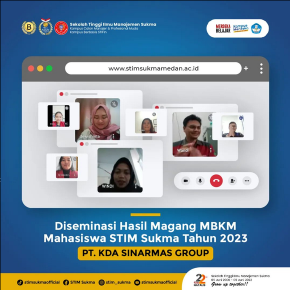 Diseminasi Laporan Magang MBKM Mahasiswa/i STIM Sukma 2023 di PT. KDA SINARMAS GROUP