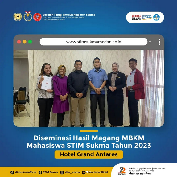 Desiminasi Hasil Magang MBKM Mahasiswa STIM Sukma Medan di Hotel Grand Antares Medan