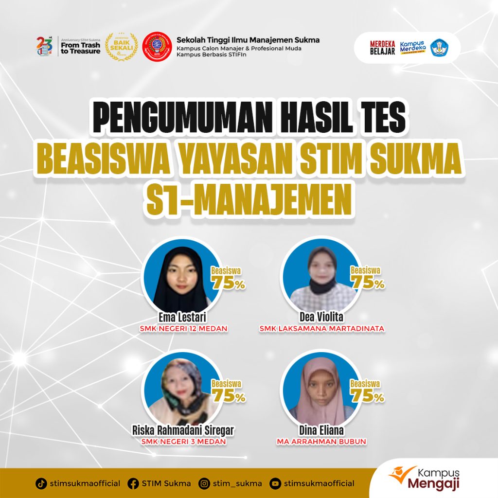 Beasiswa Yayasan STIM Sukma 75%