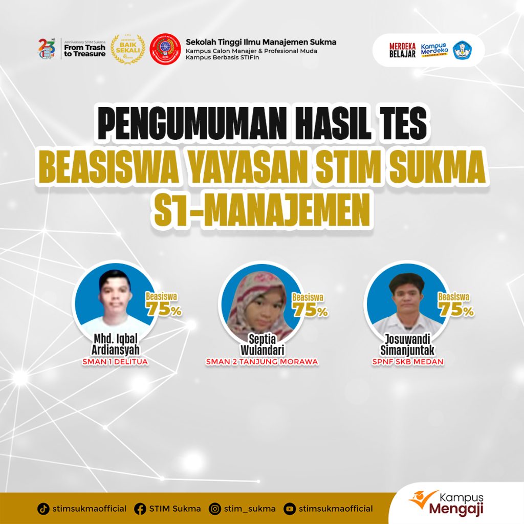 Beasiswa Yayasan STIM Sukma 75%