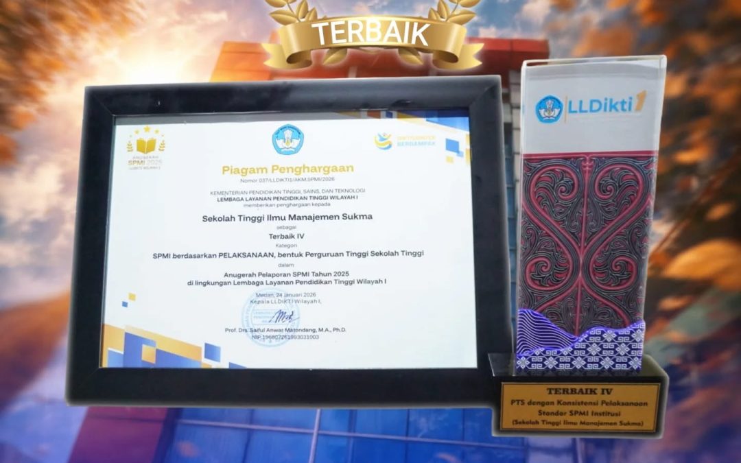 Prestasi untuk Mutu Pendidikan Sekolah Tinggi Ilmu Manajemen Sukma meraih Terbaik IV pada Anugerah Pelaporan SPMI Tahun 2025 oleh LLDikti Wilayah I. Komitmen kami: