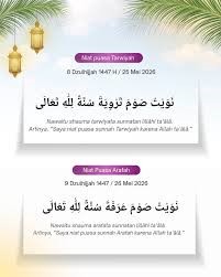 Niat Puasa Zulhijah hingga Arafah 2026